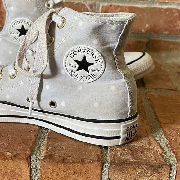 Converse Gray Polka Dot High Top Sneakers - Picture 6 of 9